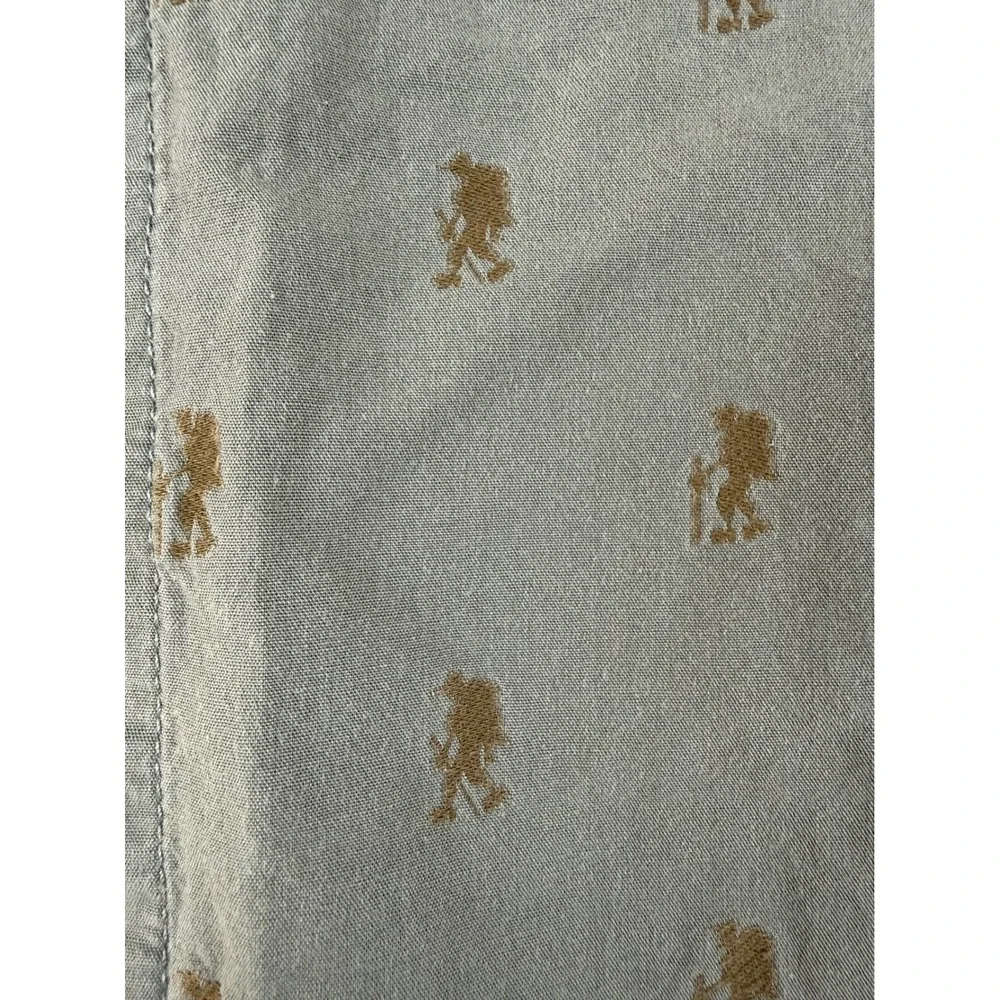 The North Face Medium Button Up Shirt Hiker Print Cotton Sage Green Pocket